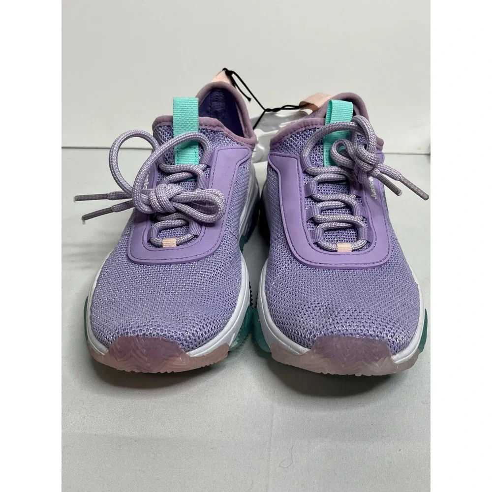 Justice‎ Sport Kids Girls Purple Mesh Lace Up Athletic Sneakers Size 4
